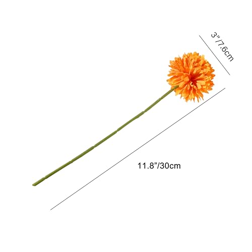 Mandy's 12pcs Artificial Red and Orange Chrysanthemum | 11.8 inch Artificial Mums Flowers for Home Table Centerpiece Summer Decor Silk Flowers for Porch Patio and Wedding - color: Red and Orange
