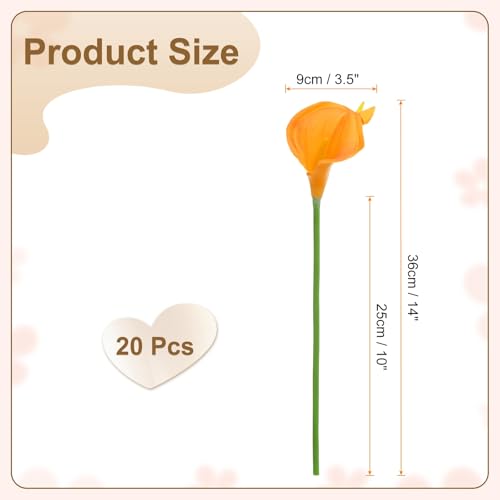 HARFINGTON 20pcs Artificial Calla Lily Fake Silk Flowers Bouquet Real Touch for Home Garden Wedding Party Decoration, Bright Orange - color: Bright Orange