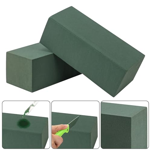 IHDYPPEW 8 PCS Green Floral Foam Blocks, 9"L x 4"W x 3.2"H Floral Foam for Flower Arrangements, Dry and Wet Florist Foam for Flowers, Flower Foam Bricks for Flowers Business, Outdoor, Weddings - size: 8 PCS 9 x 4 x 3.2 inch