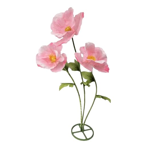 3PCS Pink Giant Artificial Flower Set Waterproof Durable No Fade Easy Care 3D Floral Decor for Home Wedding Office Garden Christmas Party Conference Centerpiece - color: Pink