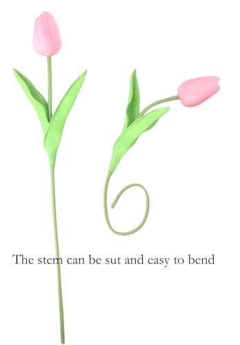 Artificial Flowers 10 Heads Mini Real Touch Artificial Tulip for Home Wedding Party Centerpiece Decoration (Old Pink) - color: Old Pink