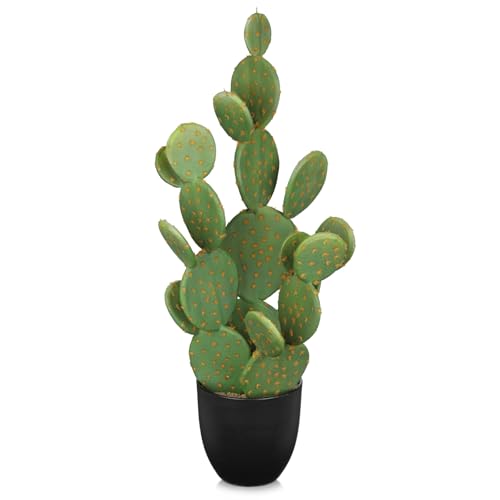 DILATATA Tall Fake Cactus Plant 27.5 inch Large Artificial Cactus Tree 'Prickly Pear Cactus' Faux Cactus Desert Plants Big Fake Cacti for Home Garden Office Decor - color: Opuntia Chlorotica