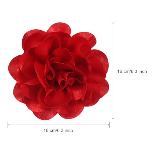 6.3 Inches Red Rose Hair Clip Large Flower Brooches for Women | Elegant Red Flower Rose Brooch Pins for Women Fashion | Charming Floral Lapel Pins & Flowers Brooch Pin Must Have in Dress Accessories - color: Red