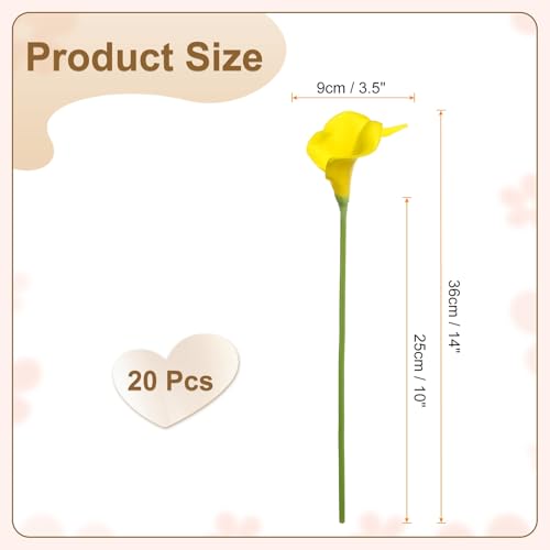 HARFINGTON 20pcs Artificial Calla Lily Fake Silk Flowers Bouquet Real Touch for Home Garden Wedding Party Decoration, Bright Yellow - color: Bright Yellow