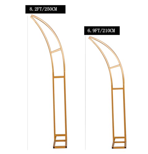 Curved Metal Wedding Arch Stand, Garden Arch Flower Stand Outdoor Indoor Use for Wedding Ceremony Birthday Anniversary Floral Stand Background Decoration 8.2FT and 6.9FT (Black) - color: Black