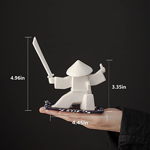LYART Samurai Statue Decor Japanese Warrior Decor Children's Room Statues, Kongfu Tea Pet Decoration, Incense Holder for Stick Burner Incense Stick Holder (White2 and White3) - color: Whiteb and Whitec