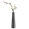 7 Inch Black Ceramic Vase, Modern Minimalist Tapered Triangle Bud Vase, Single Stem Floral Arrangement Holder Tabletop Vase for Home Office Wedding Decor