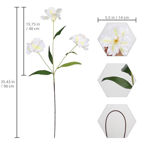 White Iris Flowers 5Pcs 15Heads - 35.4" Long Stem Artificial Iris Flowers for Tall Vase Faux Summer Flowers Floral Arrangements for Home Wedding Centerpieces Decor(White) - color: White