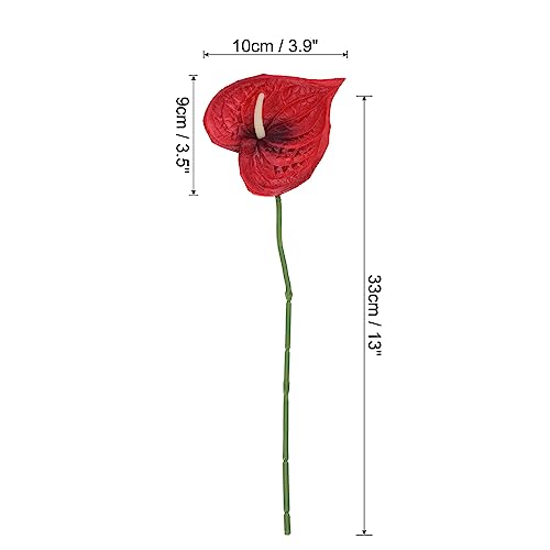 PATIKIL 13" Artificial Anthurium Lily Flowers, 10 Pack Permanent Flower Floral Arrangements Bouquet for Home Decor Bridal Wedding Festival Party, Black Red - color: Black Red