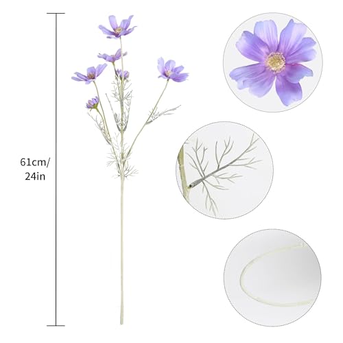 HCTCPALS Artificial Flowers for Outdoors 6 Pcs Daisy Plant Realistic Silk Fake Flowers for UV Resistant Faux Plants Outdoor Indoor Outside Front Porch Hanging Planter Decoration-24” Purple - color: Daisy Purple