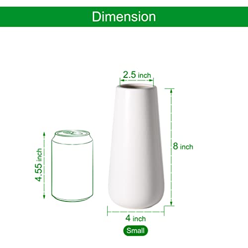 D'vine Dev 8 Inch Ceramic Flower Vase Matte Finishing, Minimalist Design for Home Décor, Bedroom, Living Room, Centerpieces, Office, White, VS-XH-D-1 - color: White, size: 8 Inch