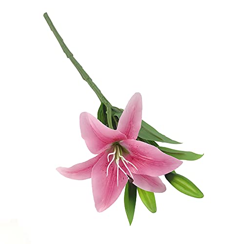 7 Pcs Artificial Lily Flowers Artificial Lilies Flowers for Home Wedding Bouquets Home Hotel Party Decor Graves Arrangement (Red) - color: Red