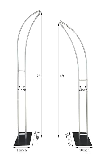 Curved Wedding Arch Backdrop, 6FT&7FT Half Arch Balloon Stand for Ceremony, Birthday, Anniversary, Bridal, Baby Shower, Floral Decoration