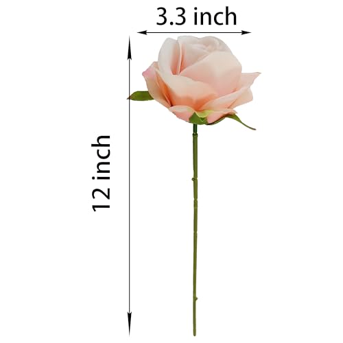 ATFL Artificial Satin Rose Flower Heads,42 Pcs Silk Rose Heads with Stems,3.5'' Rose Artificial Flowers Bulk,Artificial Rose Flower Heads for DIY Crafts Bouquet (42, Blush) - color: Blush
