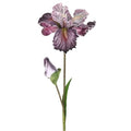 M METERXITY 1-Pack White Brown Artificial Iris Flowers with Flower Bud,17.7 Inch Faux Iris PU Bouquets Real Touch Faux Flowers for Home/Wedding/Christmas/Party - color: White Brown