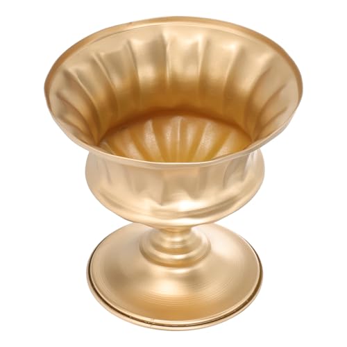 SEWACC Flower Vase Iron Flower Pot Vintage Urn Planter Floral Arrangement Pot for Home Office Window - color: Golden