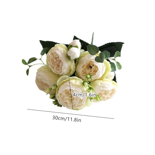 Silk Rose Peony Bouquet, 5 Heads Artificial Flowers for Wedding Centerpieces, Home Decor, Party Table Decoration, Realistic Faux Floral Arrangement, 12 Inch LongStem (Purple)