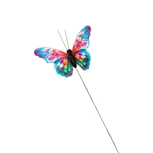 Cartanfill-Decorative 3D Butterfly Ornaments, Multicolor Feather Design, Set of 12 with Wire, Party and Christmas Tree Decor - color: E Wire