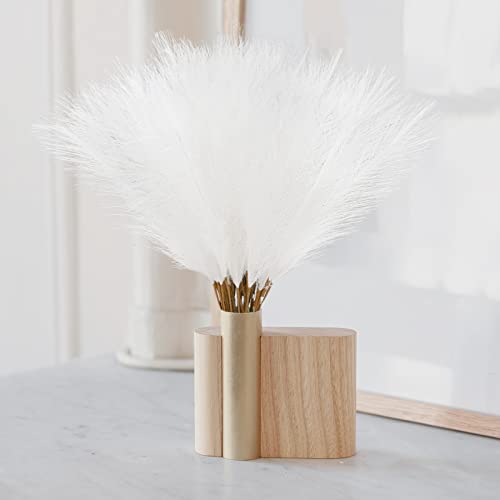 obbsie 150pcs White Faux Pampas Grass Decor, 21.6" Short Artificial Floral Branches Vase Filler Flower Arrangement for Home Wedding Boho Outdoor Decor - color: White, size: 150 PCS