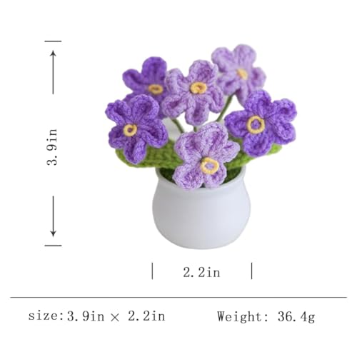 Artificial Crochet Flowers, Handmade Knit Floral Arrangements for Home Decor, Wedding Bouquet Centerpiece Gift for Mother’s Day, Birthday, Anniversary, Kitchen, Office Desk (Purple-A) - color: Purple-a