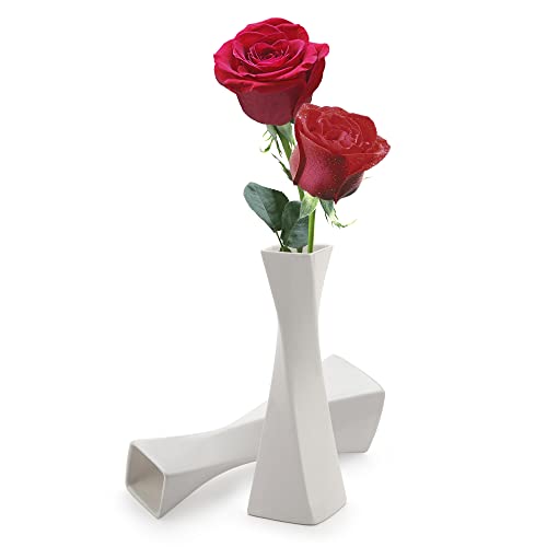 Farmhouse Rustic Ceramic Vase Set - White Decorative Vases for Home Decor (1 Pack) - color: 1 Pack（white）