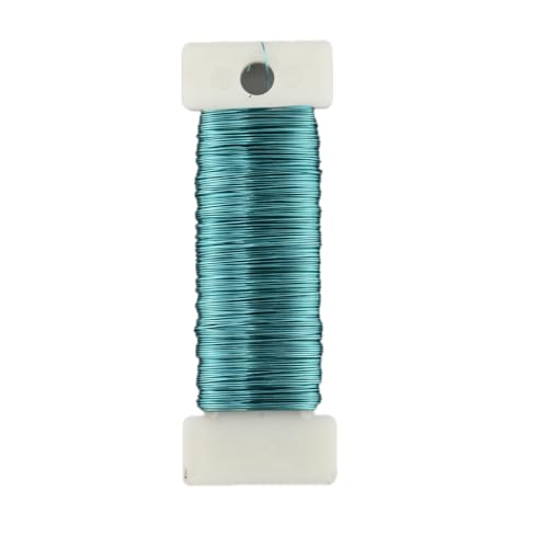 HAHIYO 26Gauge Blue Metal Floral Wire - 1 Roll, 38 Yards (115 Feet) - Flexible Paddle Wire for Craft, Christmas Wreath, Flower Arrangement, Bouquet Wrapping, Wedding, DIY - color: Blue, size: 26Gauge-1P/38Yards