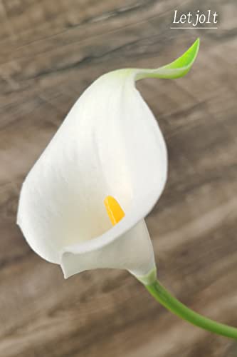 Letjolt Artificial Calla Lily Flowers 12Pcs Realistic Bouquet | Fake Flower Bouquet, Home Decoration, Wedding Party Decor - color: Yellow-white