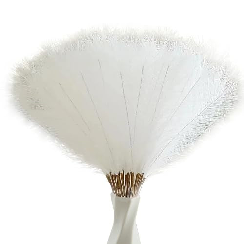 40pcs White Artificial Pampas Grass 21.6" Faux Dried Flowers Pompas Grass Bouquet Flower Arrangement and Vase Filler for Gothic Room Decoration Wedding Party Boho Home Decor - color: White