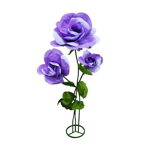 Giant Artificial Flower 3PCS 3D Realistic - Large Purple Waterproof Fake Flowers Durable Easy Maintenance Perfect for Home Garden Weddings Events Christmas Graduation Party Decorations - color: 3pcs-roses-purple