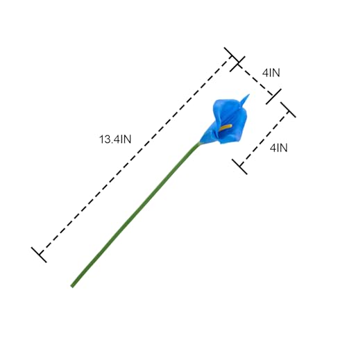 Blue Calla Lily 4Pcs Artificial Flowers Bouquet for Wedding Bride Shower Blessing Gift Home Decoration Faux Calla Lilies Flower - color: Blue