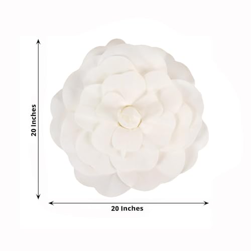 Efavormart Huge 3D Foam Roses for Wedding Decor - 2 Pack 20” White Real Feel Artificial Flowers, Large Party Backdrop - color: White, size: 20 Inch (2 Pack)