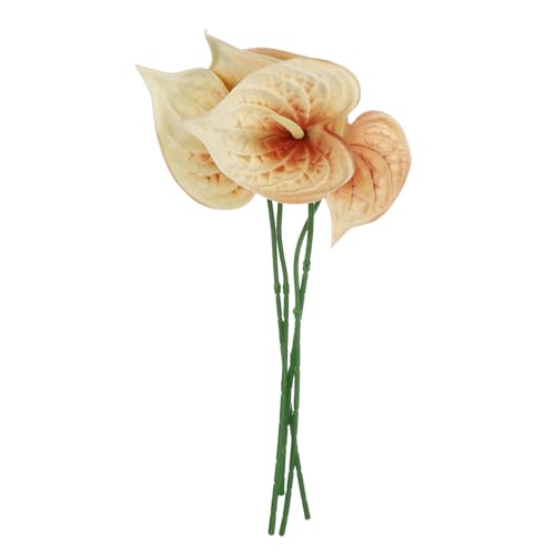 uxcell 4Pcs 11inch Artificial Anthurium Lily Flowers, Permanent Flower Bouquet for Home Arrangements Wedding Festival Decoration Crafts Store Decor Accessories, Champagne - color: Champagne