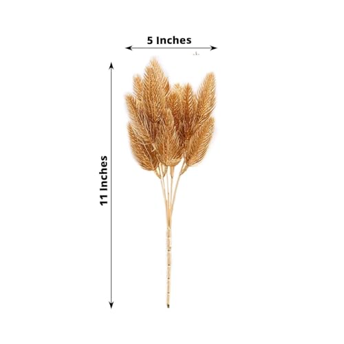 Efavormart 4 Pack 11 inch Metallic Gold Artificial Pine Grass Bushes, Faux Pine Needle Branches Floral Sprays for Festive Winter Decor and Small Accents - color: Type21