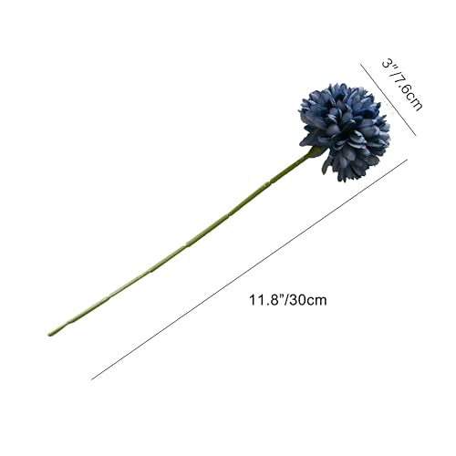 Mandy's 12pcs Artificial Dusty Blue Chrysanthemum | 11.8 inch Artificial Mums Flowers for Home Table Centerpiece Summer Decor Silk Flowers for Porch Patio and Wedding - color: Dusty Blue 1