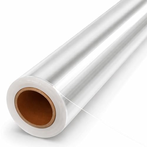 volila Clear Cellophane Wrap Roll (31.5 in x 100 ft) - 3 Mil Thick Cellophane Wrap for Gift Basket, Treats, Flower Wrapping, Clear Wrapping Paper (31.5" folds into 16") - color: Clear - Cellophane Roll 31.5 in x 100 ft
