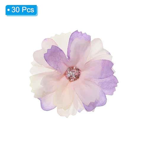 PATIKIL Fake Flower Heads for Crafts, 30 Pcs Faux Flower Bulk Mini Artificial Silk Flowers Embellishments Cherry Blossom for Wreath Wedding Party Decoration, Light Purple - color: Light Purple