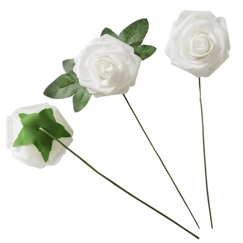 25pcs Artificial Flower Foam Rose Real Touch Roses Flower Heads with Stem for DIY Wedding Bouquets Centerpieces Arrangements Party Baby Shower Home Decor (Shades of Dusty Rose) - color: Shades of Dusty Rose