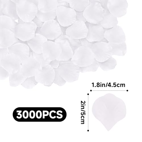 Anwyll 3000Pcs White Rose Petals - Artificial Faux Flowers Fake Rose Petals for Wedding Proposal Engagement Romantic Night Anniversary Valentine's Galentine's Day Decoration Home Room Party Decor - color: White