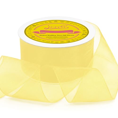 LEEQE Ivory Organza Ribbon 2 inch x 50 Yards Sheer Chiffon Ribbon for Gift Wrapping Wedding Invitations Party Decoration Bridal Bouquets Crafts - color: Ivory, size: 2" X 50 Yards