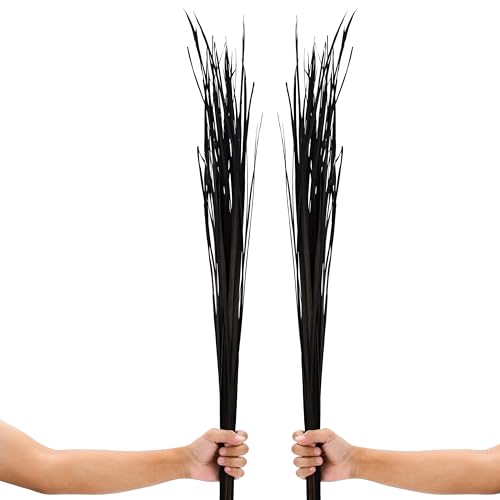 Leewadee Tall Vase Filler, Natural Grass Stems – 2 Bunches of Colored Branches for Vases, Carefully Dried Twigs for Home and Bar Decoration, 45 inches, Black Brown - color: Black Brown, style: Dried Grass