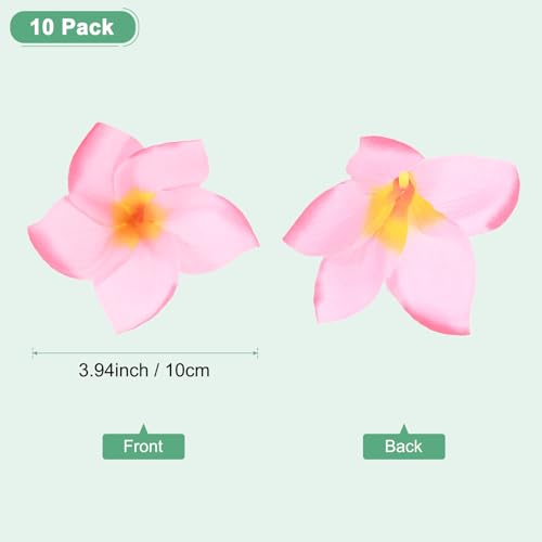 M METERXITY 10-Pack Artificial Plumeria Flowers, Fake Silk Heads Flower Hawaiian Plumeria Petal for DIY Crafts/Dress/Wedding/Party Decoration [Pink, 3.9"/ 10cm] - color: Pink