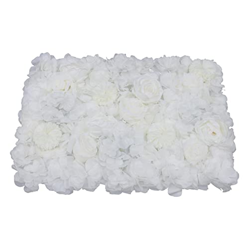 Gdrasuya10 6pcs Realistic Flower Wall Background Artificial Flowers Wall Backdrop Panel 3D Silk Rose Fake Flower Wall Panel Banquet Wedding Party Decor, Photography Background 60 x 40 cm - color: 6pcs, Ivory White