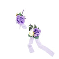 Ansofi Lavender Purple Corsage and Boutonniere Set, Prom Artificial Flower Wrist Corsage Bracelets, Homecoming Wristlet, Boutonniere for Men Wedding Flowers Accessories Prom Suit Decorations
