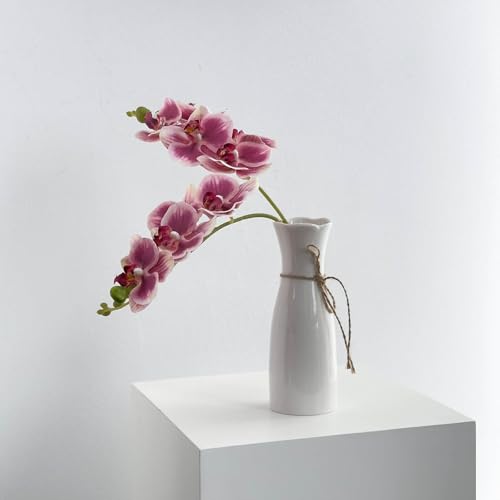 5 Fake Orchid in 17 Inches with Real Touch Flowers and Flexible Stems, Artificial Orchids That Look Real Arrange for Wedding Bouquets Home Office Indoor Decorations (Pinkish Purple) - color: Pinkish Purple
