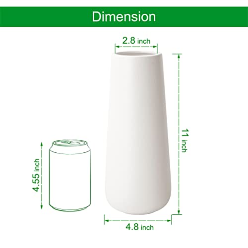 D'vine Dev 11 Inch Ceramic Flower Vase Textured Finishing, Minimalist Design for Kitchen, Bedroom, Living Room, Centerpieces, Office, Ivory, VS-XH-A-2 - color: Ivory, size: 11 Inch