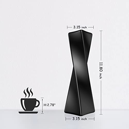 Ceramic Vase, Small Flower Vase Home Decor, Modern Farmhouse Decorative Vase, Dinner Table, Mantel, Entryway, Shelf, Centerpieces, Living Room Décor, Unique Geometric Vases Black jarrones decorativos - color: Black, size: 11.8 IN