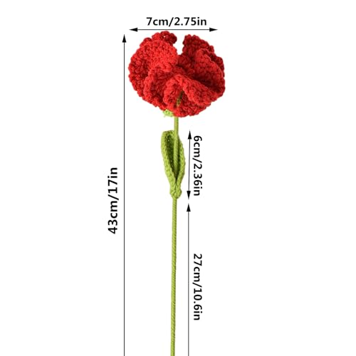 6Pcs Handmade Carnation Crochet Flower Bouquet, Completed Carnations Artificial Flower, Carnation Flower Wedding Bouquet (6 Colors) - color: 6 Colors