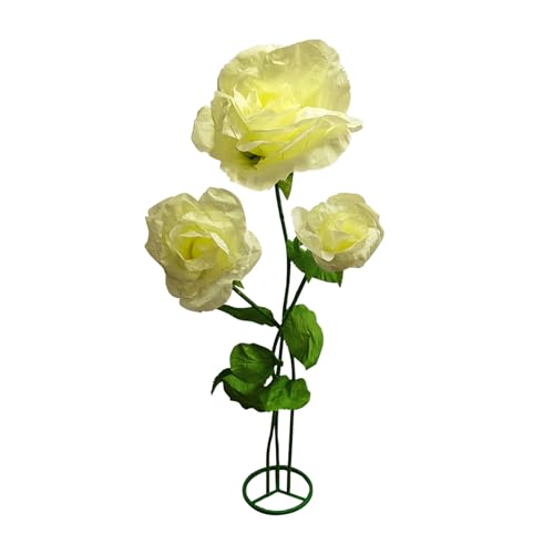 Giant 3PCS Roses Giant Artificial Flower - Large Yellow 3D Realistic Waterproof Fake Flowers Durable Easy Maintenance Perfect for Home Garden Weddings Events Christmas Graduation Party Decorations - color: 3pcs-roses-yellow