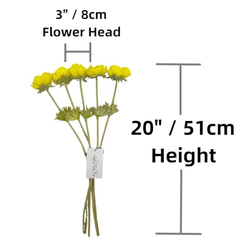 5Pcs Artifical Real Touch PU Anemone Flower Bouquet Room Home Decor (Yellow) - color: Yellow