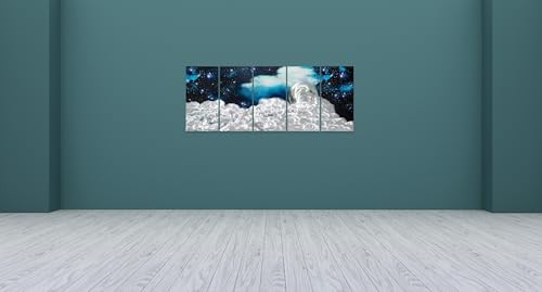 YHSKY ARTS Moon and Star Metal Wall Art Hand Crafted Aluminium Sculpture - color: Moon Art, size: 64x24IN